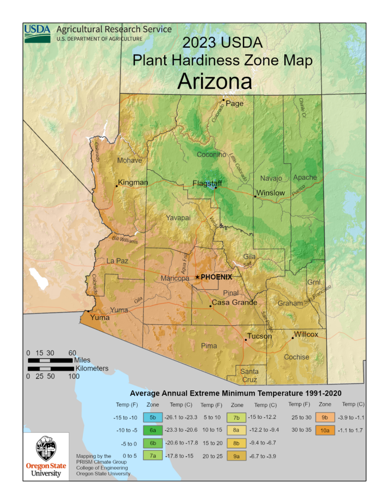 2023 USDA plant hardiness zone map arizona